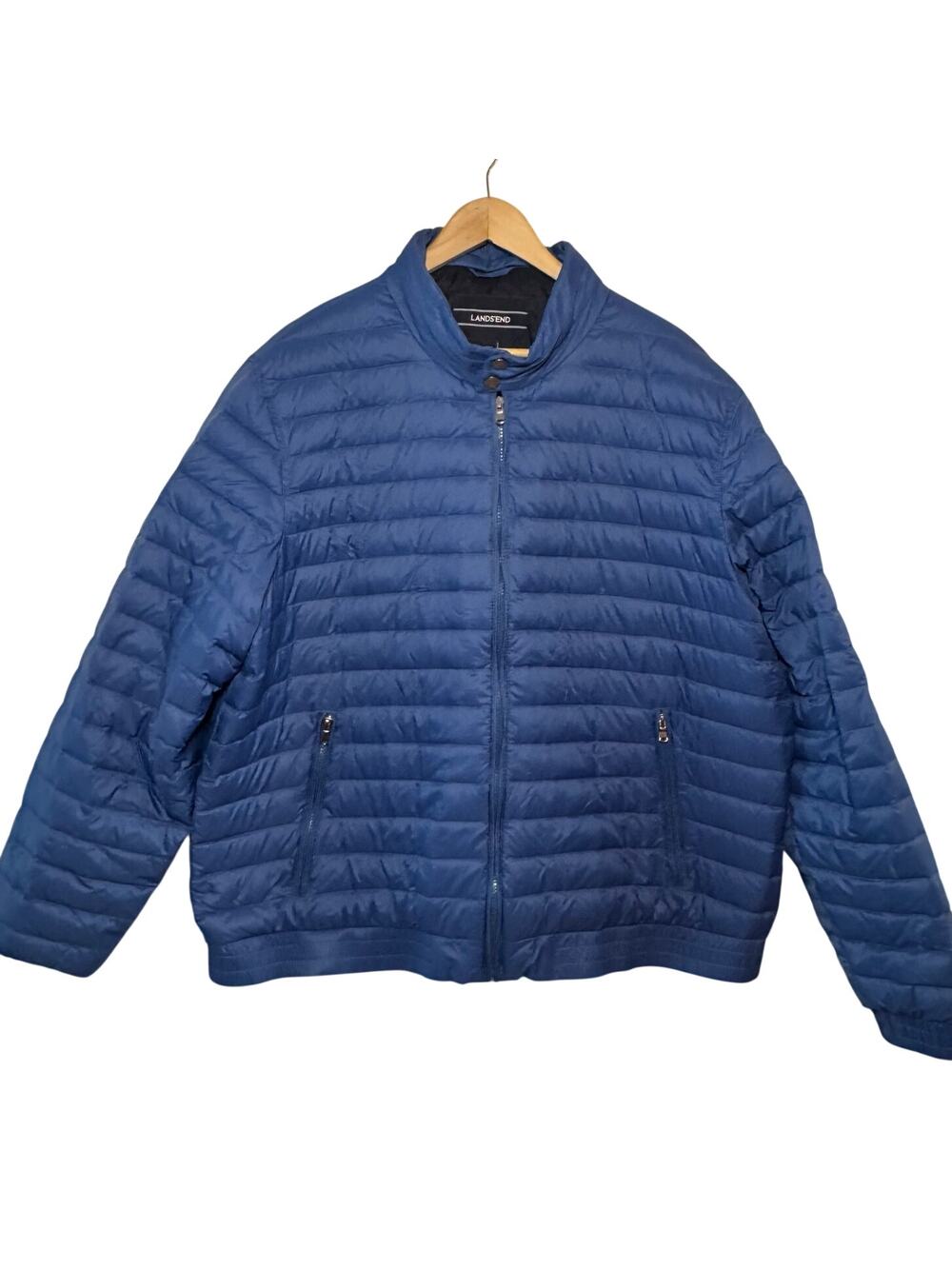 Lands' End Down Filled Men's Blue XXL Packable Puffer Jacket